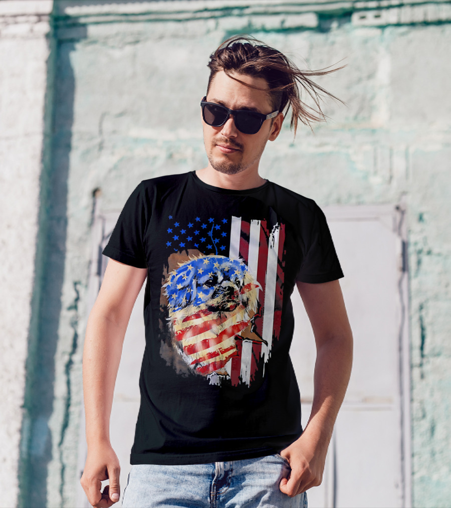 Tattoos American Flag Pekingese Dog Patriotic T-Shirt