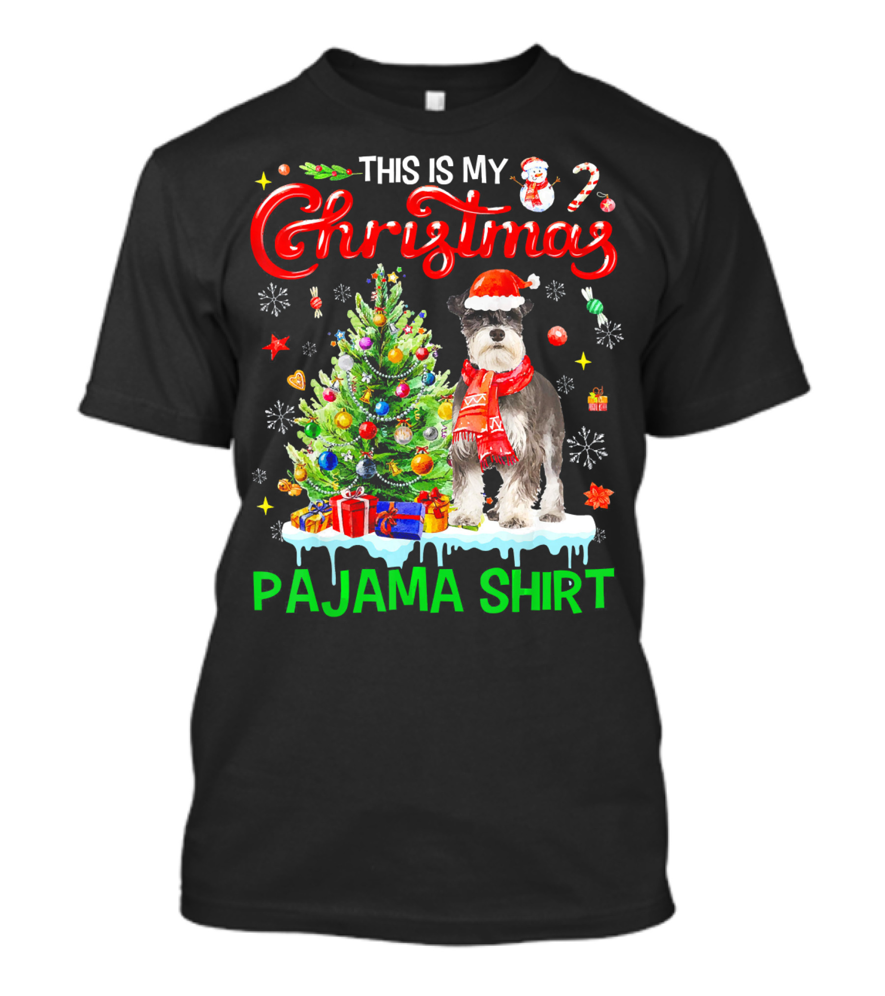 This Is My Christmas Pajama Shirt Miniature Schnauzer T-Shirt