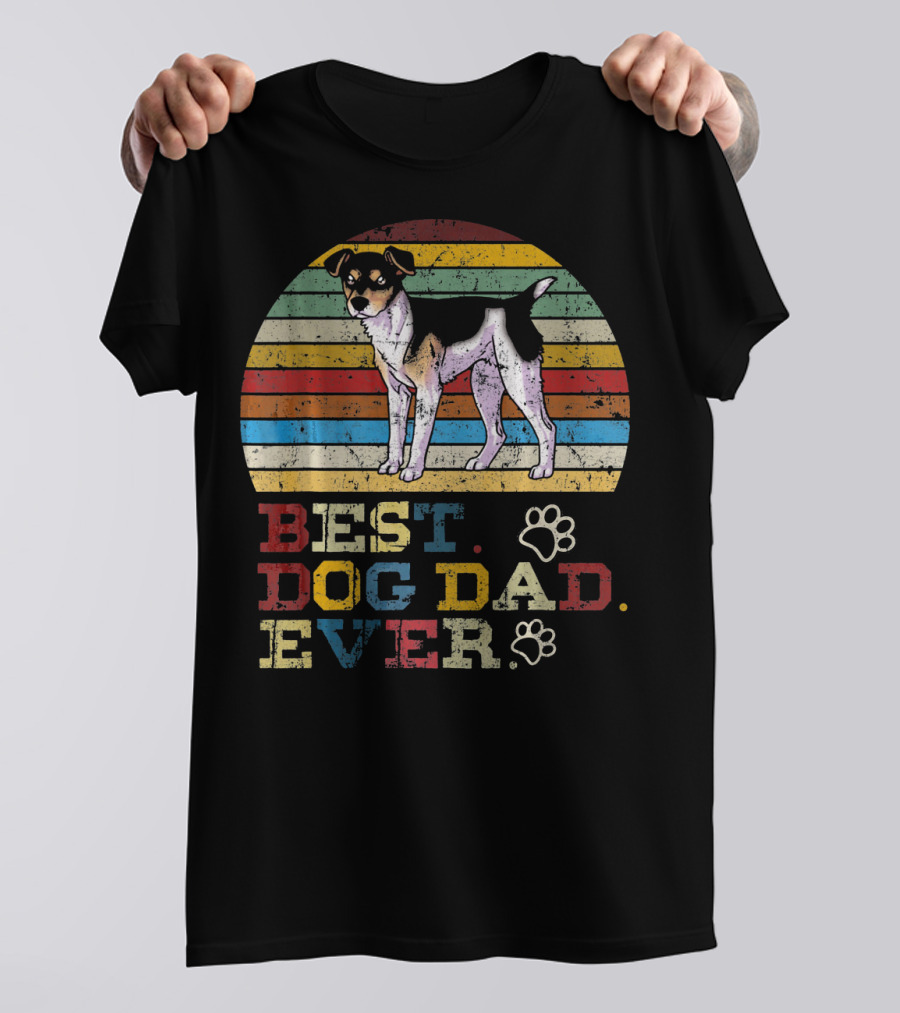 Best Dog Dad Ever Vintage Retro Rat Terrier Dog Lovers T-Shirt