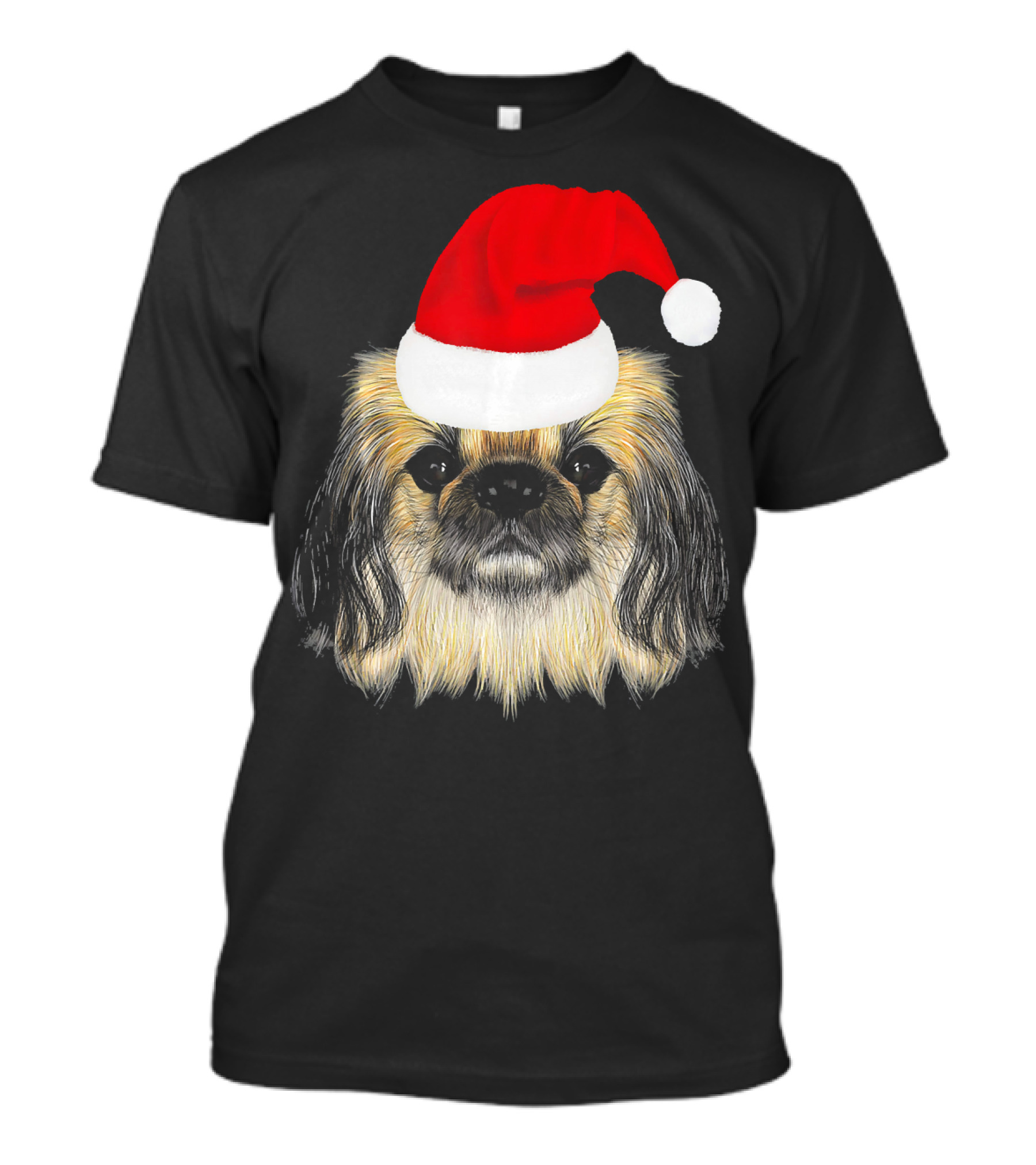 Pekingese Wearing Festive Santa Hat T-Shirt