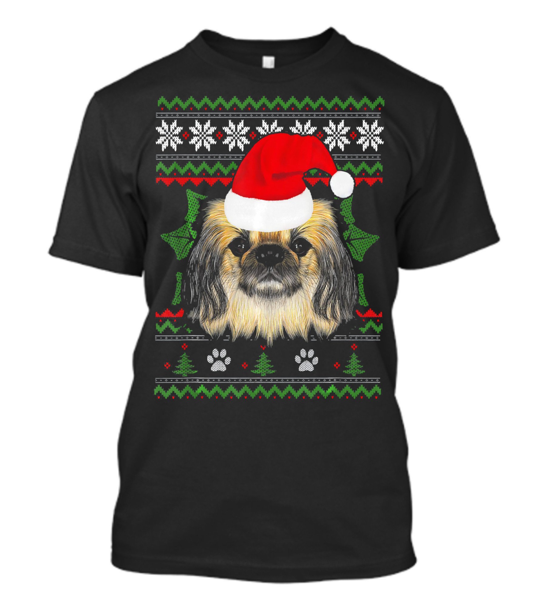 Santa Pekingese Dog Christmas Holiday T-Shirt