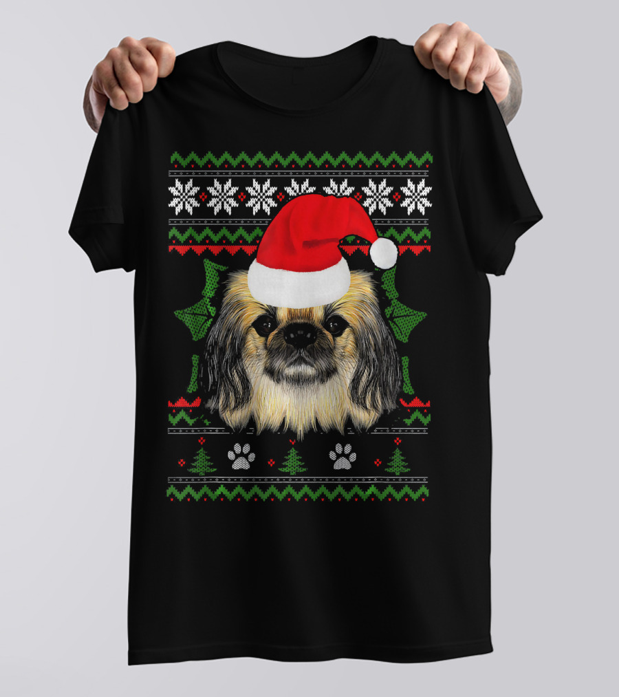 Santa Pekingese Dog Christmas Holiday T-Shirt
