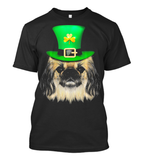 Pekingese Dog With Shamrock Leprechaun Hat T-Shirt