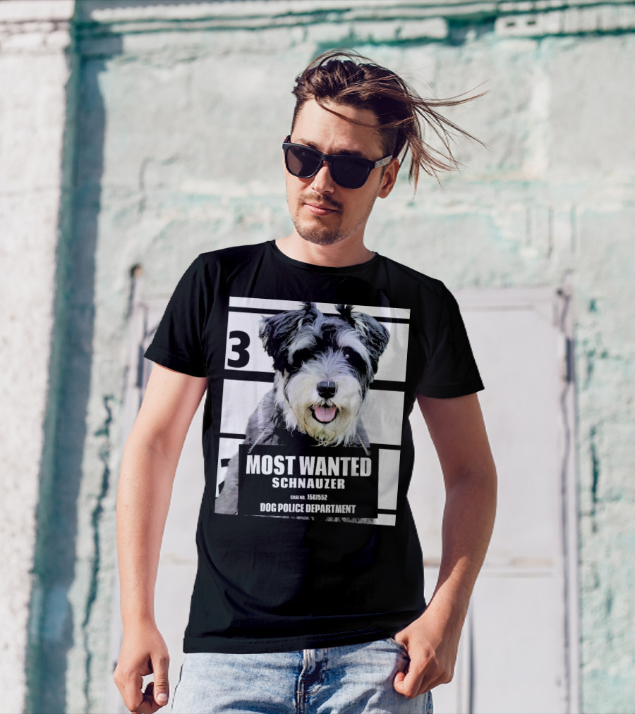 3 Most Wanted Schnauzer Dog Police Department Case No. 1561552 T-Shirt