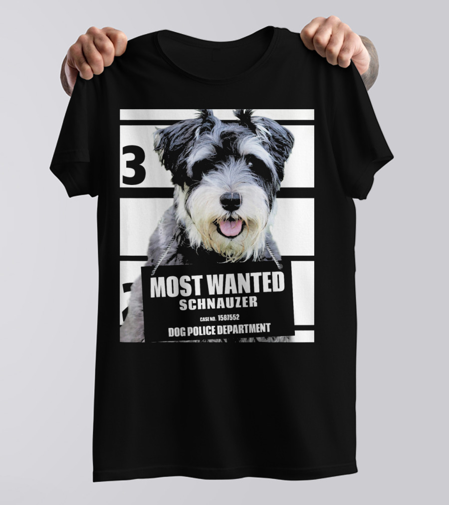 3 Most Wanted Schnauzer Dog Police Department Case No. 1561552 T-Shirt