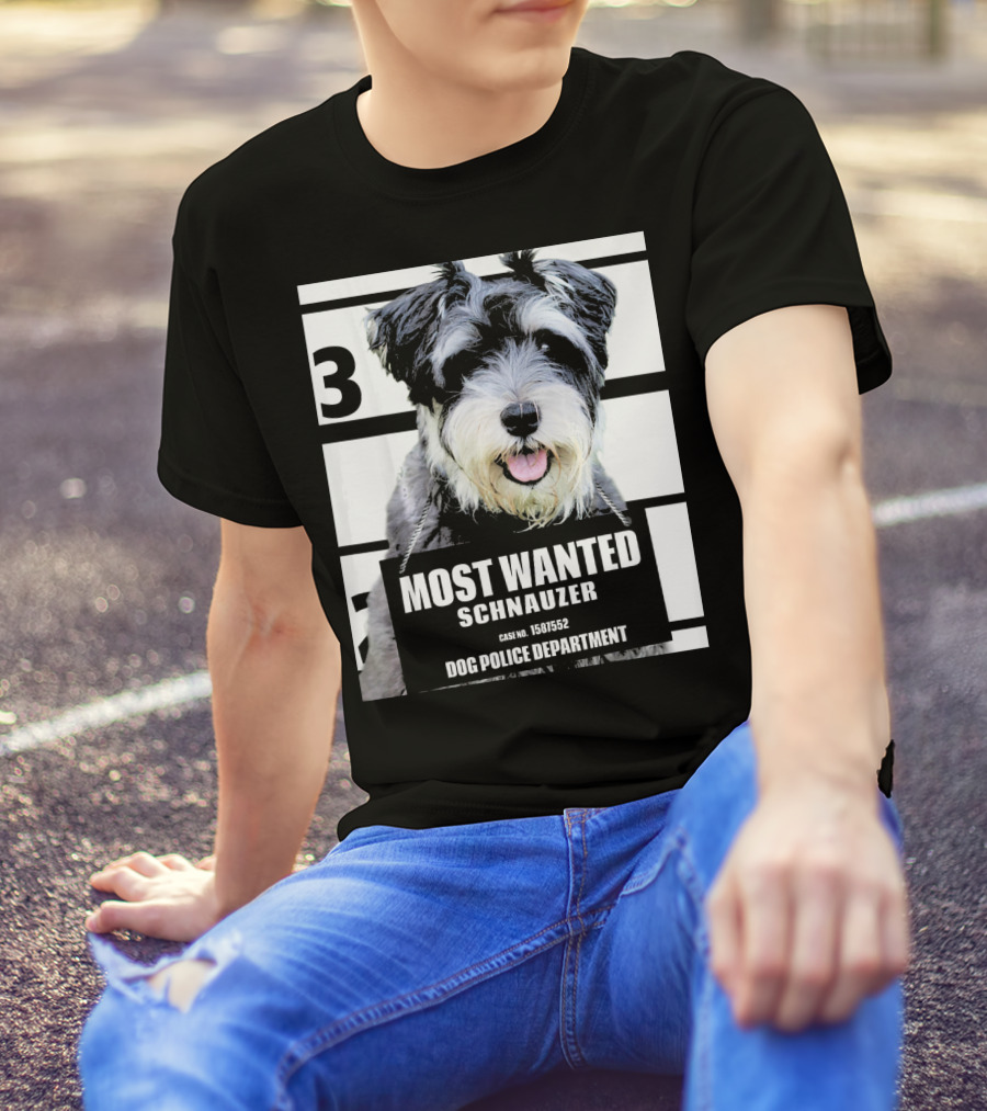 3 Most Wanted Schnauzer Dog Police Department Case No. 1561552 T-Shirt