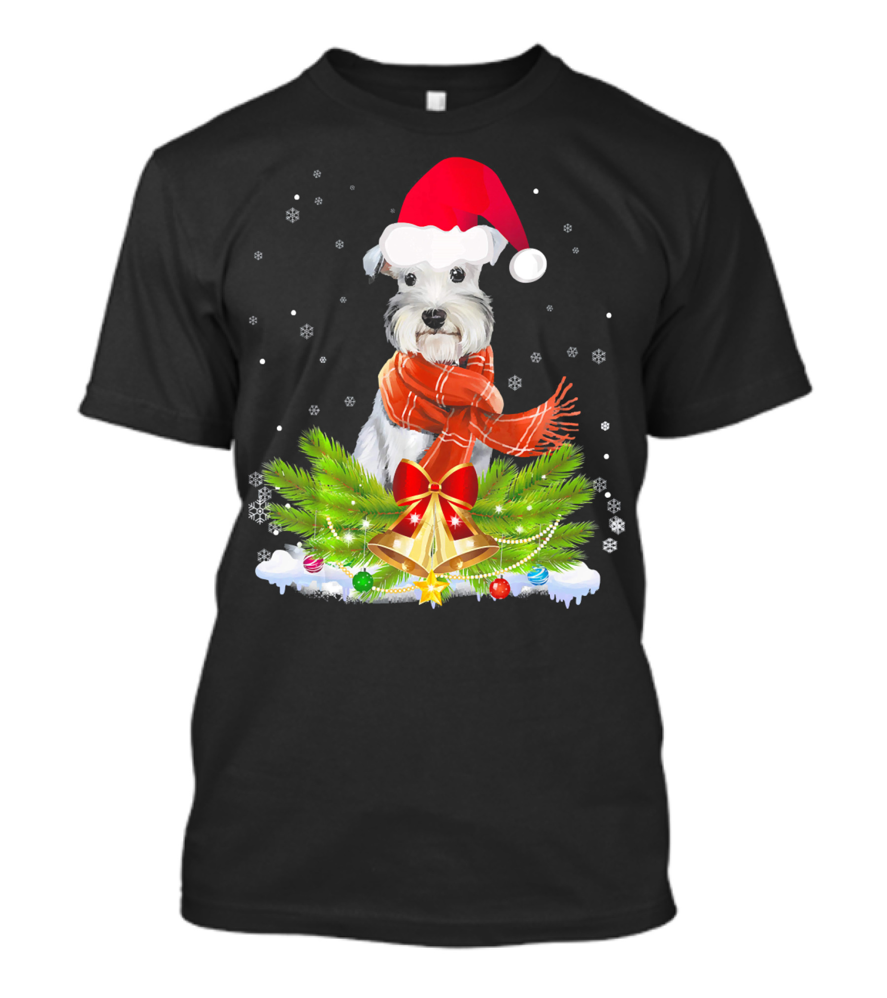 Santa Schnauzer Christmas Season Festive Holiday Winter Scene T-Shirt