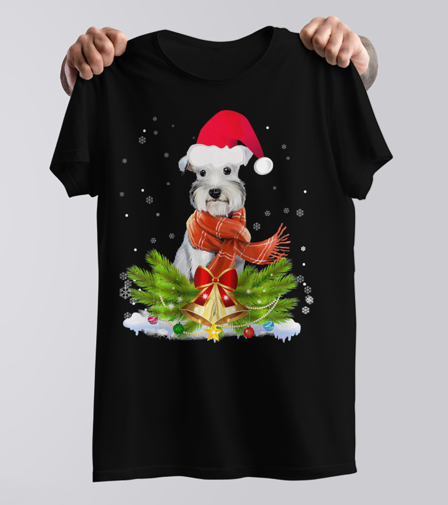 Santa Schnauzer Christmas Season Festive Holiday Winter Scene T-Shirt