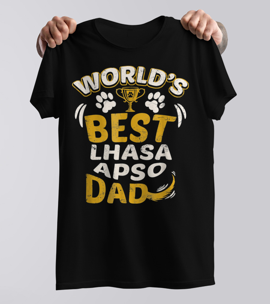 World's Best Lhasa Apso Dad Paw Trophy T-Shirt