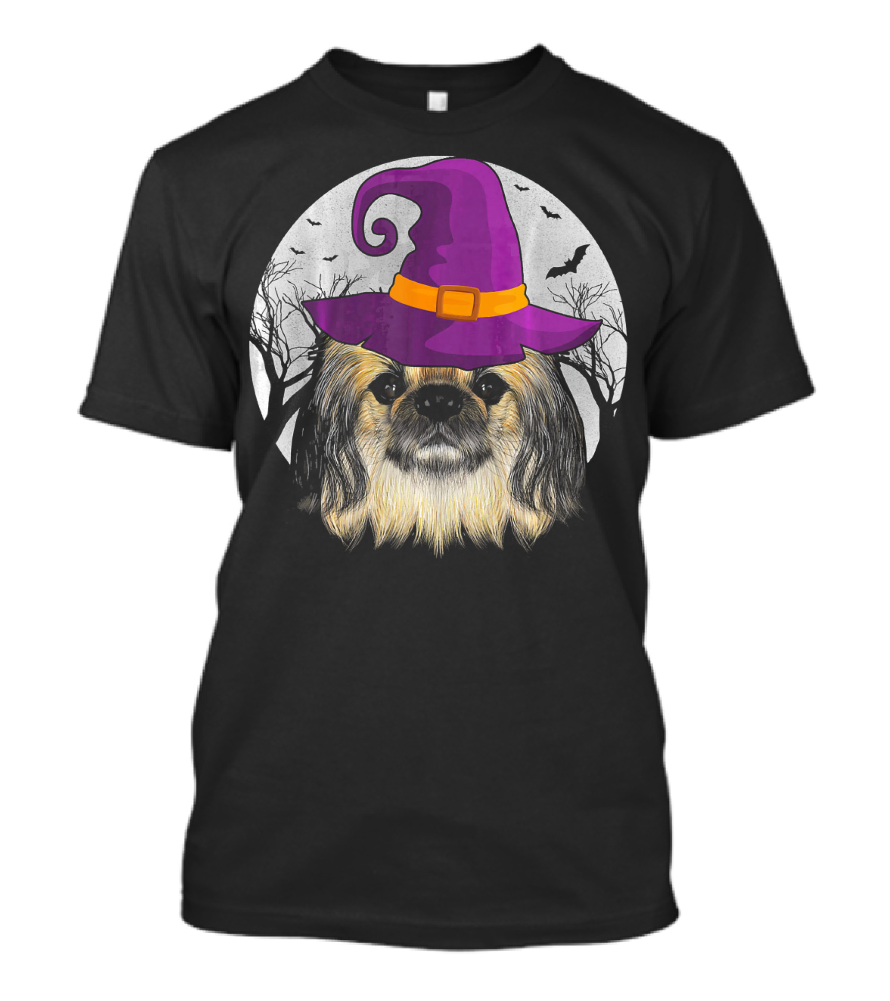 Pekingese Witch Dog Halloween Love Moonlit Night T-Shirt