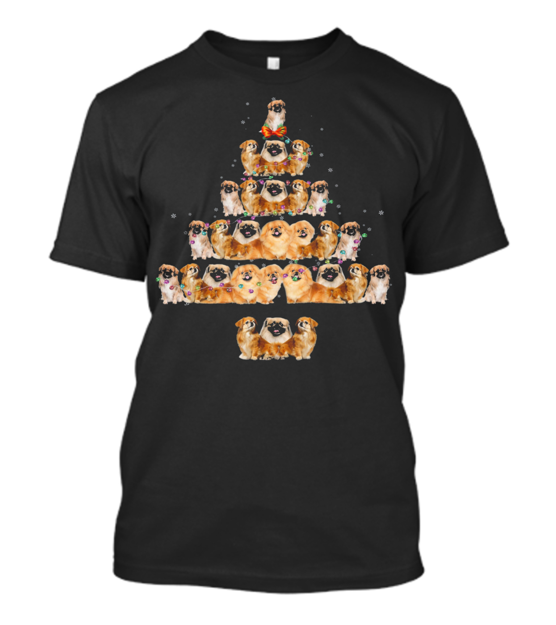 Pekingese Dog Christmas Tree With Festive Decorations T-Shirt