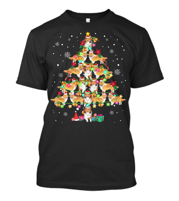 Shetland Sheepdog Snowflake Christmas Tree With Gifts T-Shirt