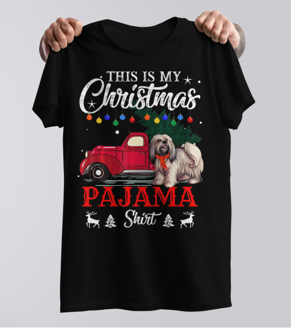 This Is My Christmas Lhasa Pajama Shirt Holiday Truck And Lights T-Shirt