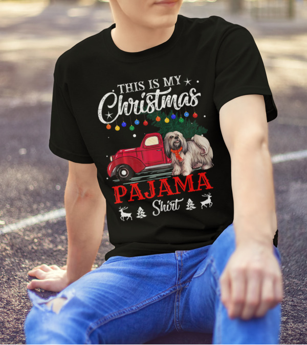 This Is My Christmas Lhasa Pajama Shirt Holiday Truck And Lights T-Shirt