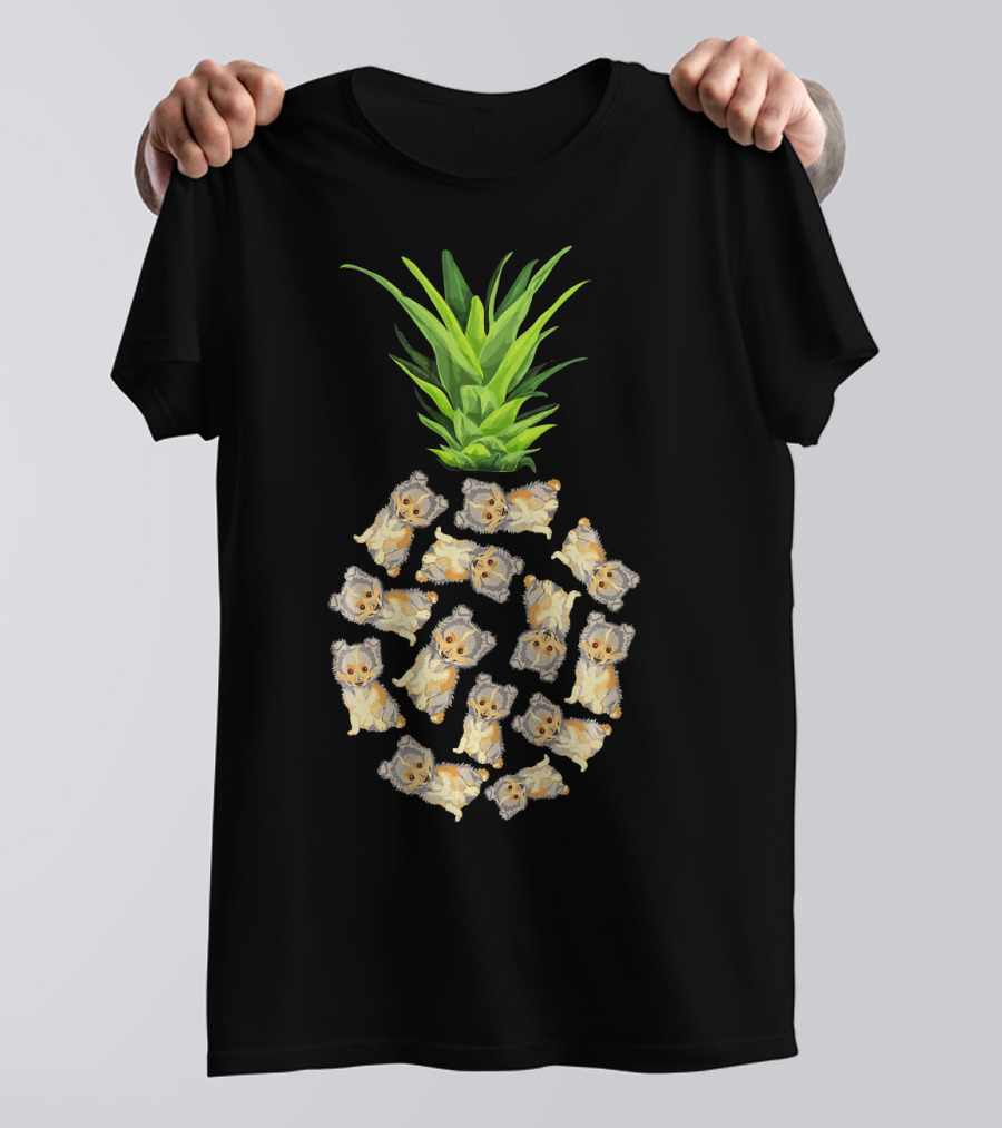 Pineapple Pattern Sheltie Puppies Summer Fun T-Shirt