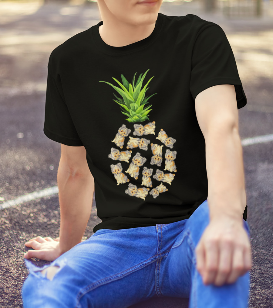 Pineapple Pattern Sheltie Puppies Summer Fun T-Shirt