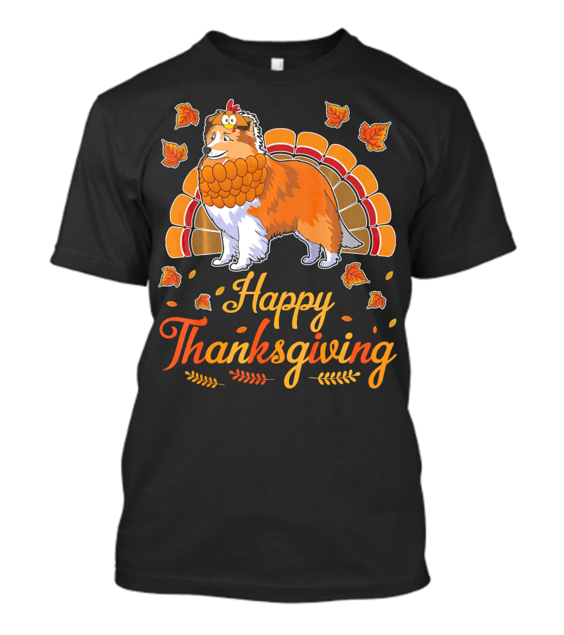 Happy Thanksgiving Turkey Sheltie Dog T-Shirt