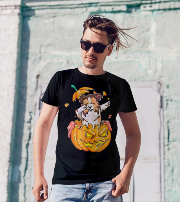 Sheltie Dabbing Pumpkin Halloween Costume T-Shirt
