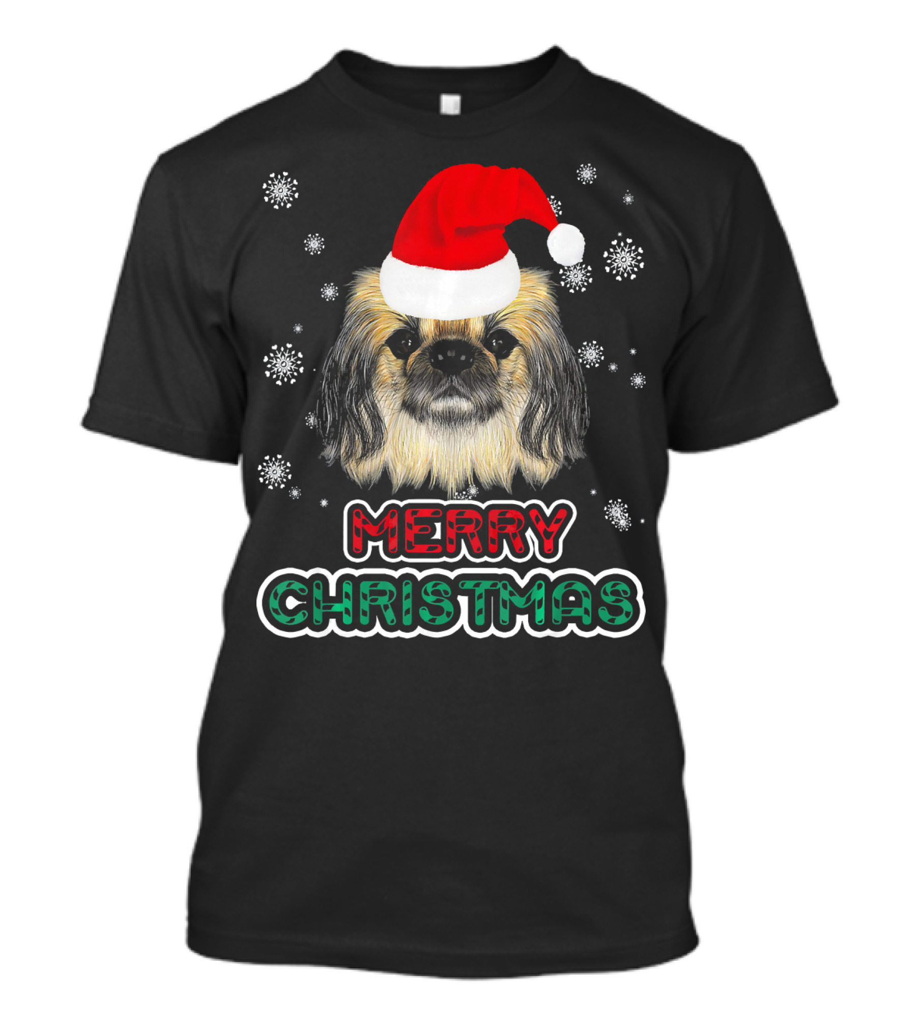 Merry Christmas Pekingese In Santa Hat T-Shirt