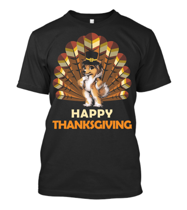 Happy Thanksgiving Shetland Sheepdog Turkey T-Shirt