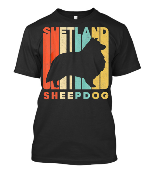 Shetland Sheepdog Vintage Retro Silhouette Mixed Colors T-Shirt