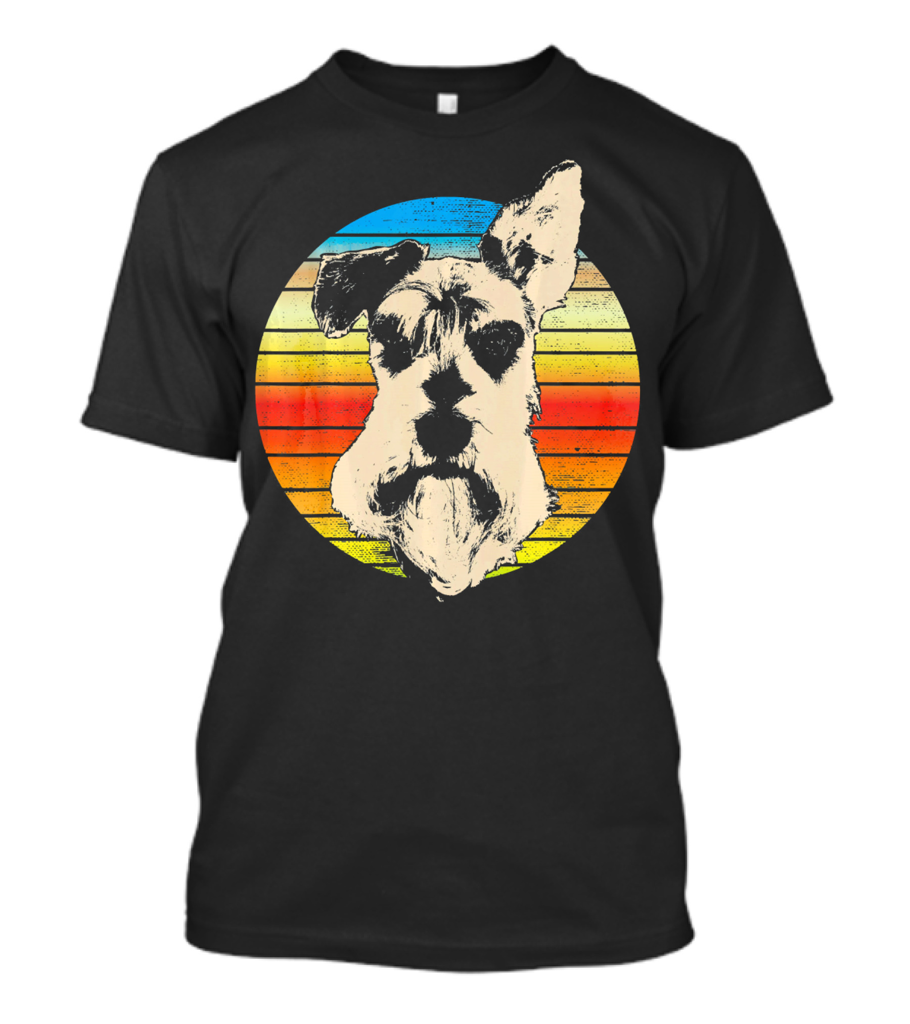 Vintage Miniature Schnauzer Retro Sunset Stripes T-Shirt