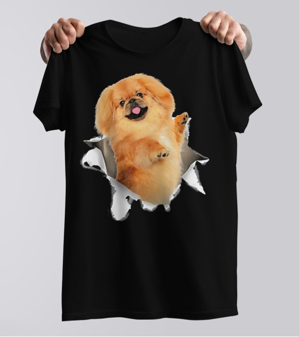 Pekingese Torn Inside Hole Dog Mid T-Shirt