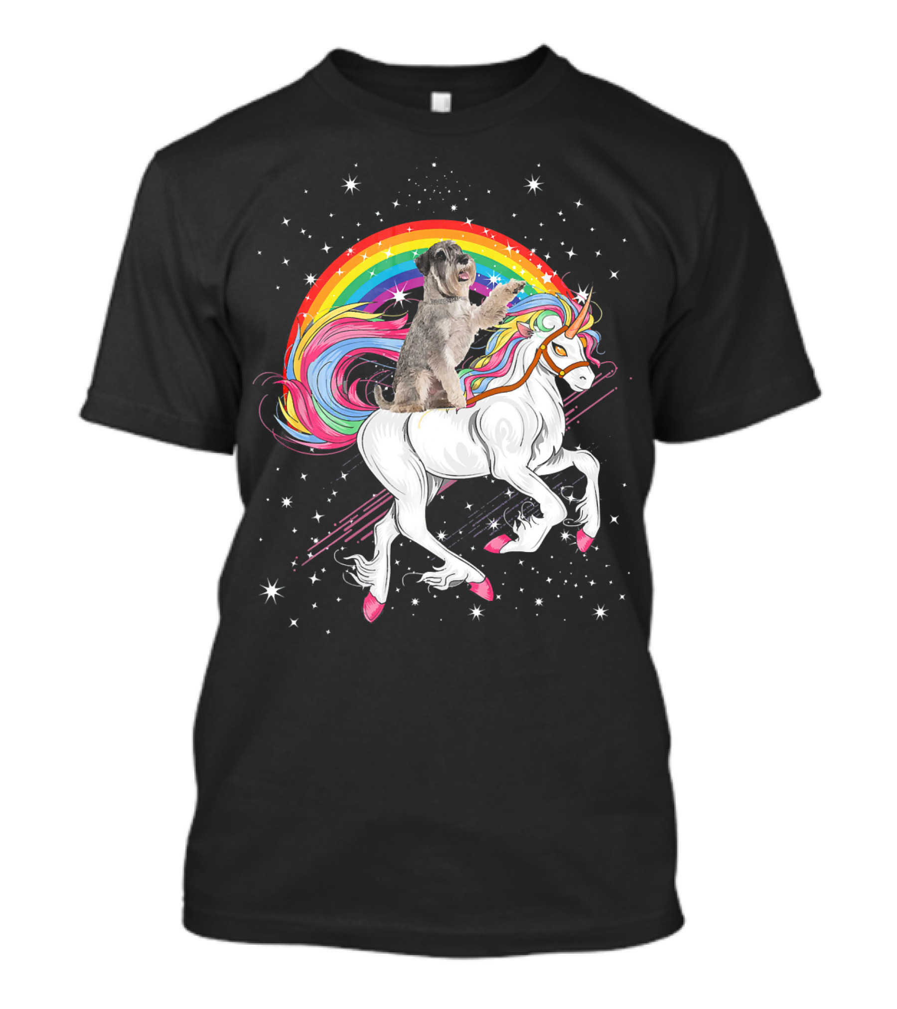 Schnauzer Unicorn Girls Space Galaxy Rainbow Magic Adventure T-Shirt