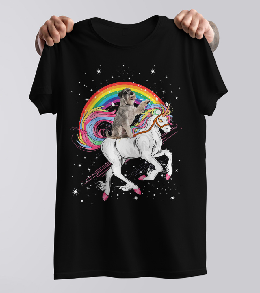 Schnauzer Unicorn Girls Space Galaxy Rainbow Magic Adventure T-Shirt