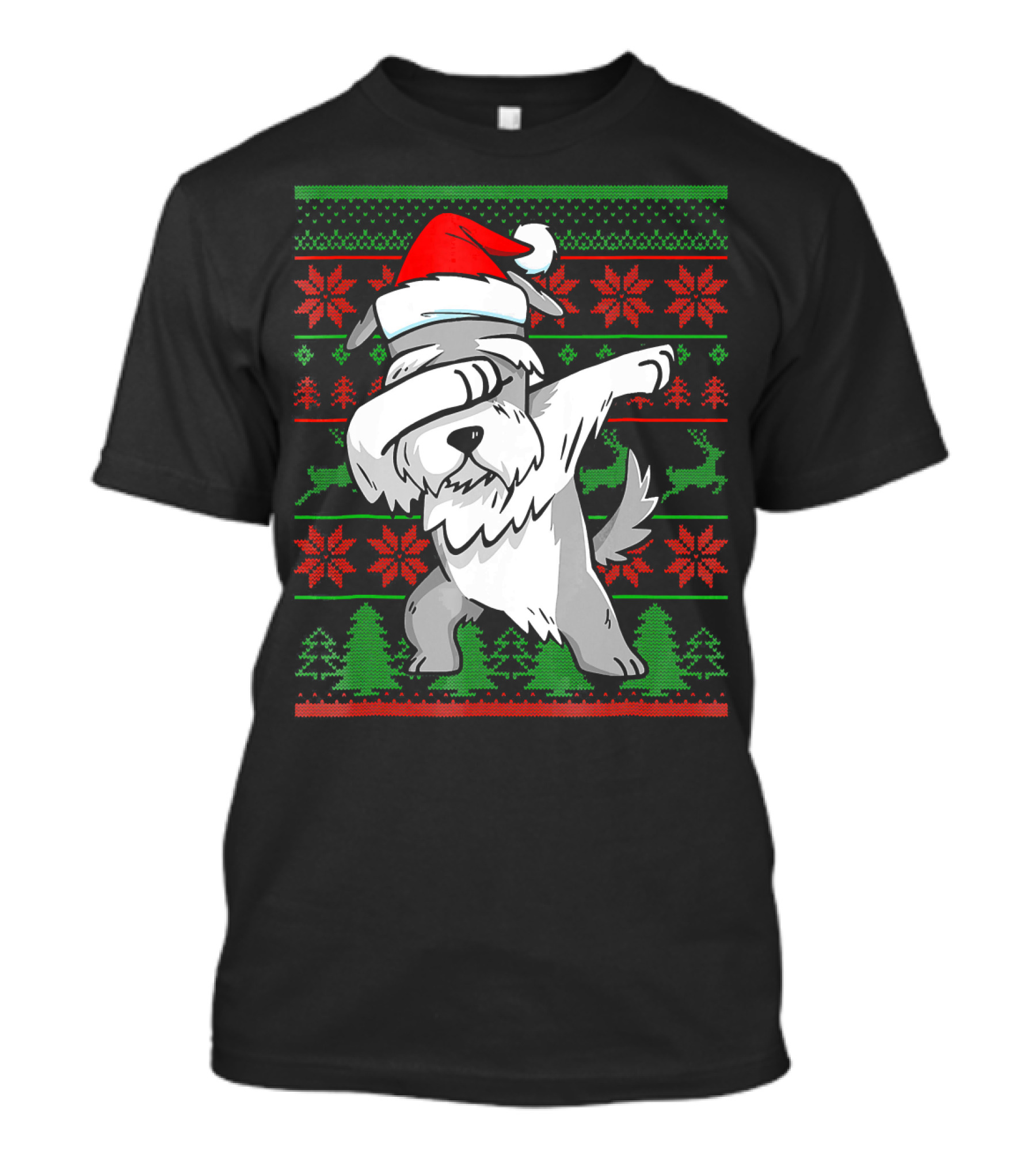 Schnauzer Dabbing Christmas Santa Ugly T-Shirt