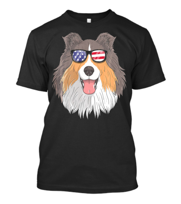 Shetland Sheepdog Patriotic Sheltie USA Sunglasses T-Shirt