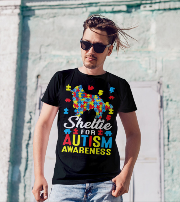 Sheltie For Autism Awareness Puzzle T-Shirt