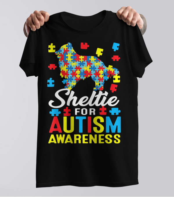 Sheltie For Autism Awareness Puzzle T-Shirt