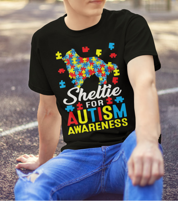 Sheltie For Autism Awareness Puzzle T-Shirt