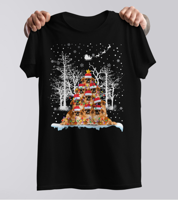 Pekingese Christmas Tree Snowy Winter Wonderland Dog Lovers T-Shirt