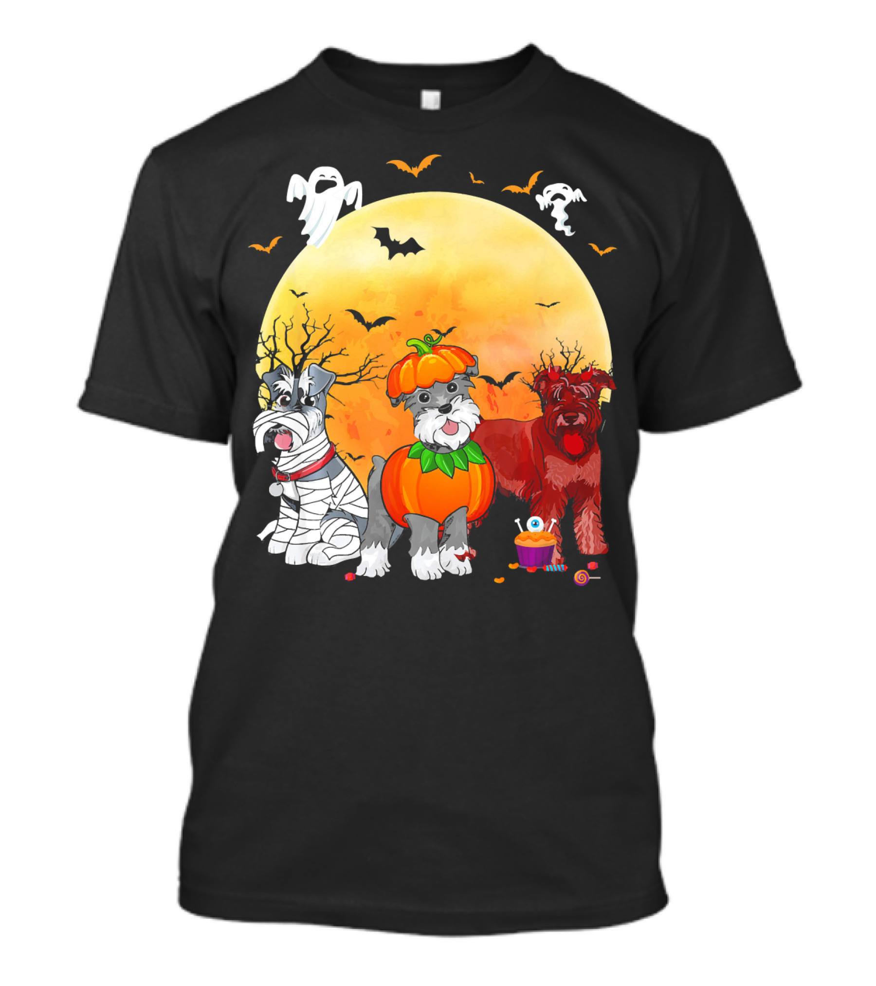 Miniature Schnauzer Dog Mummy Pumpkin Halloween Delight T-Shirt