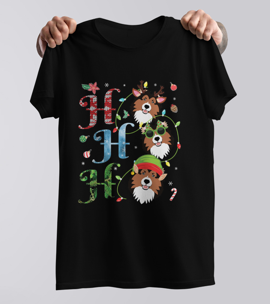 HHH Sheltie Reindeer Santa Claus Elf T-Shirt