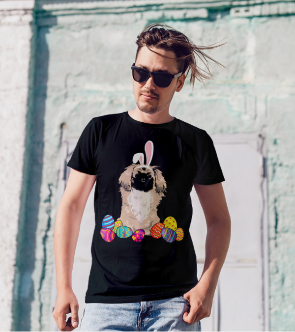 Pekingese With Bunny Ears Surrounded By Colorful Easter Eggs T-Shirt