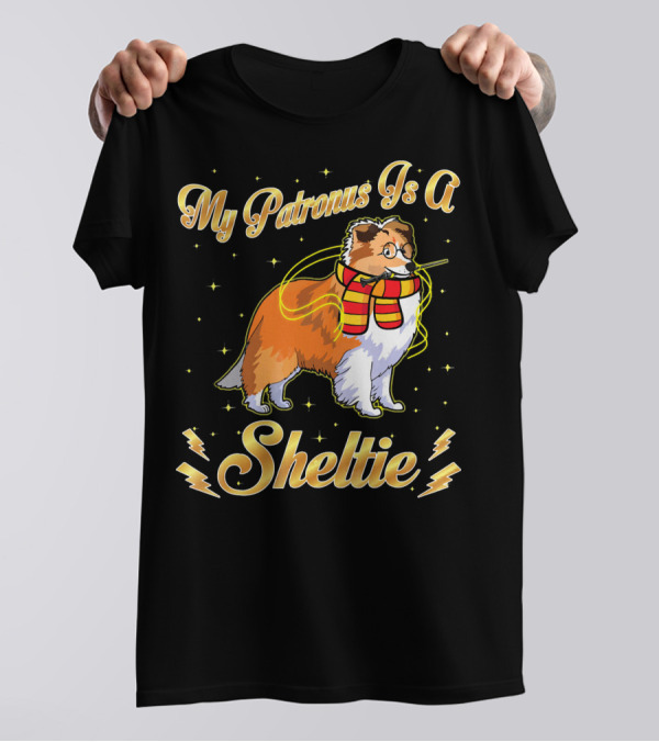 My Patronus Is A Sheltie Harry Dog Potte Stars Wand Lightning T-Shirt