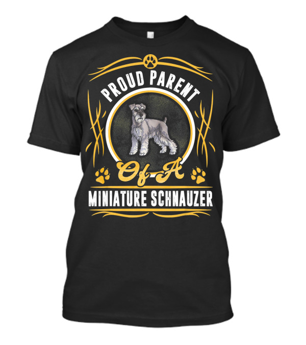 Proud Parent Of A Miniature Schnauzer With Paw Prints And Circular Frame T-Shirt
