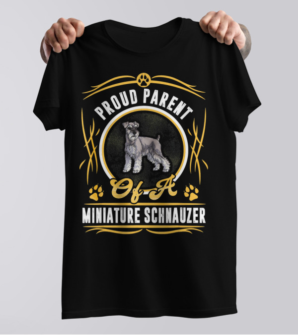 Proud Parent Of A Miniature Schnauzer With Paw Prints And Circular Frame T-Shirt