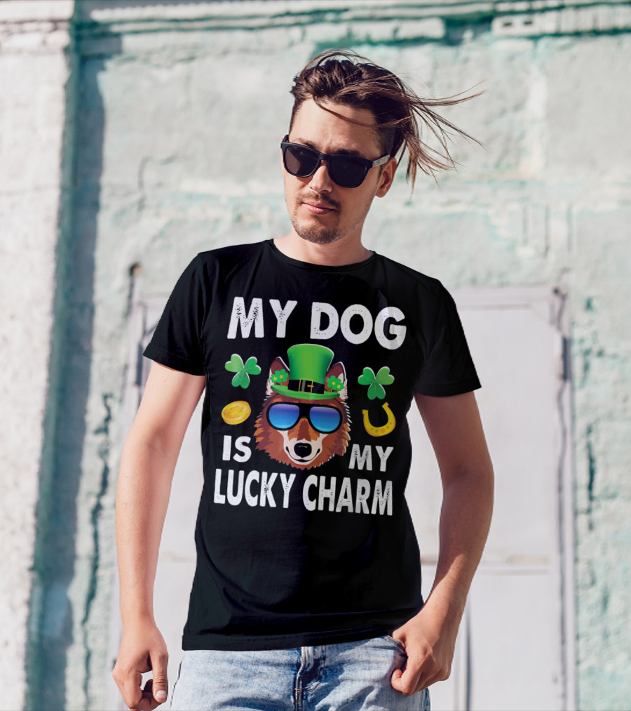 MY DOG IS MY LUCKY CHARM SHAMROCK SHELTIE T-Shirt
