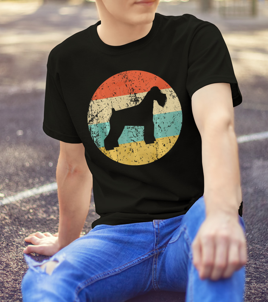 Schnauzer Vintage Retro Striped T-Shirt