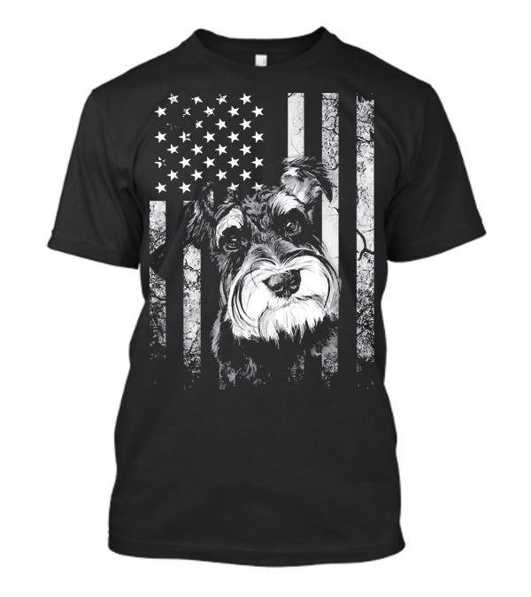 Schnauzer USA Flag 4th Of July America Dog T-Shirt