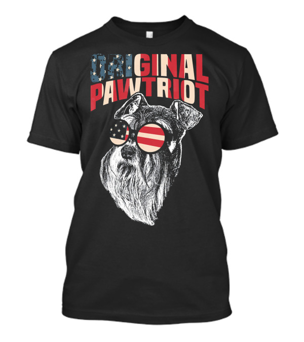 Original Pawtriot Schnauzer Funny July T-Shirt