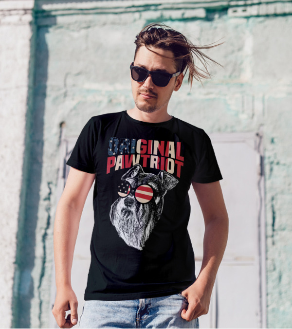 Original Pawtriot Schnauzer Funny July T-Shirt