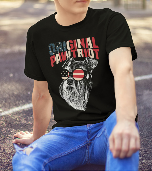 Original Pawtriot Schnauzer Funny July T-Shirt