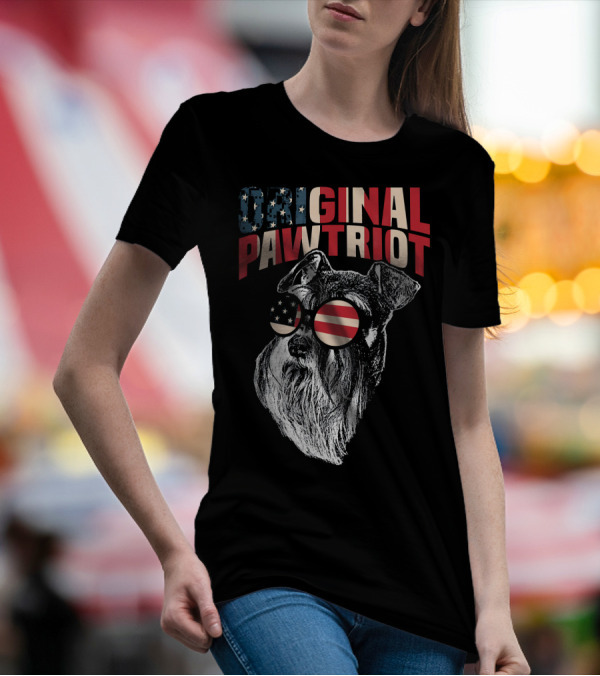 Original Pawtriot Schnauzer Funny July T-Shirt