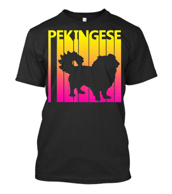 Retro Pekingese Dog Gradient Silhouette Pekingese T-Shirt