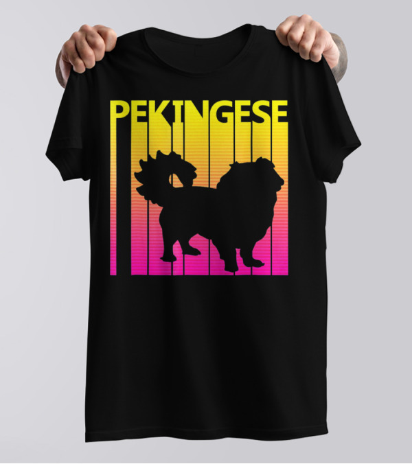 Retro Pekingese Dog Gradient Silhouette Pekingese T-Shirt